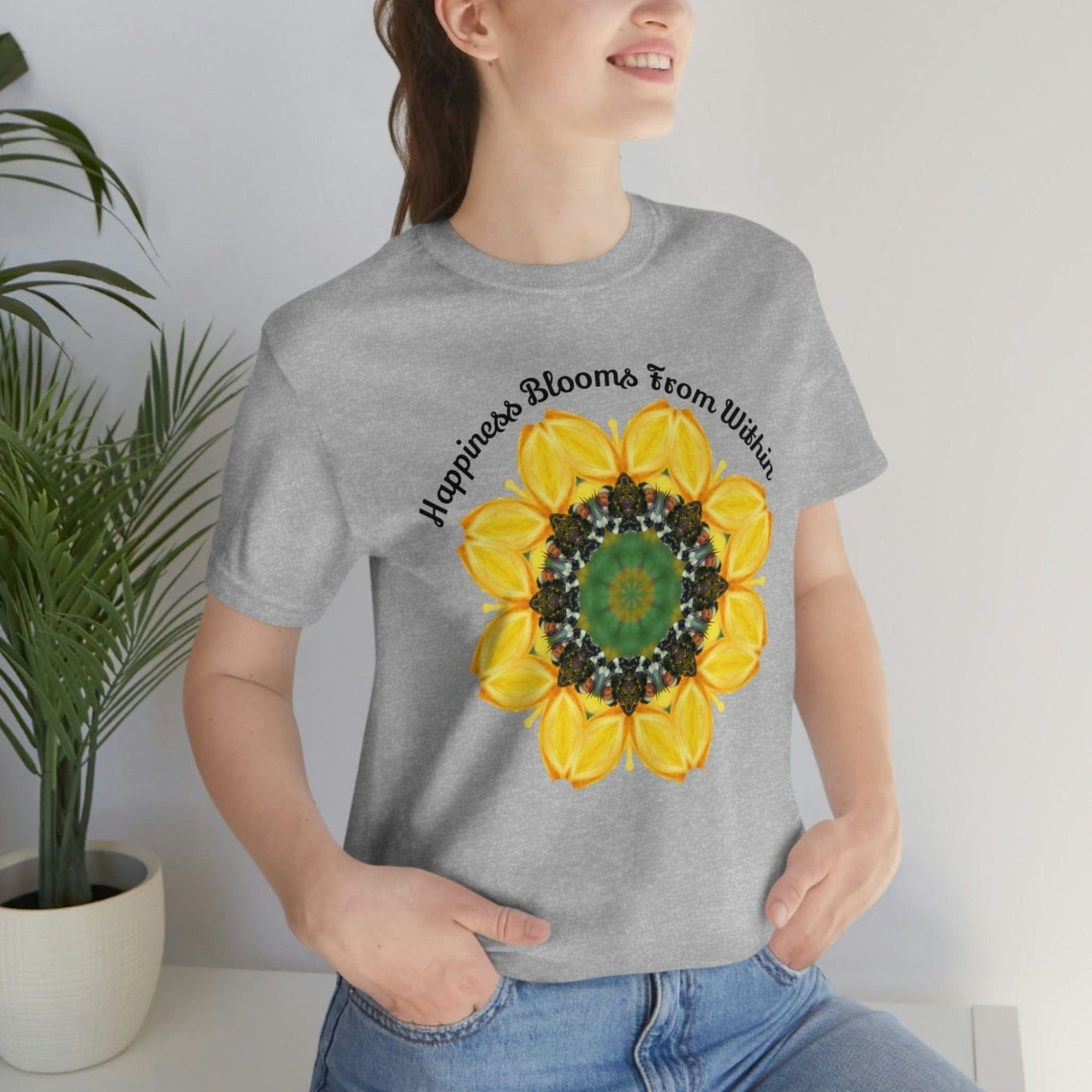 Bee T Shirt, Poet Shirt, Zen Mystical Insect Shirt, Witty Bug Shirt, Cute Shirts -Happiness Blooms From Within