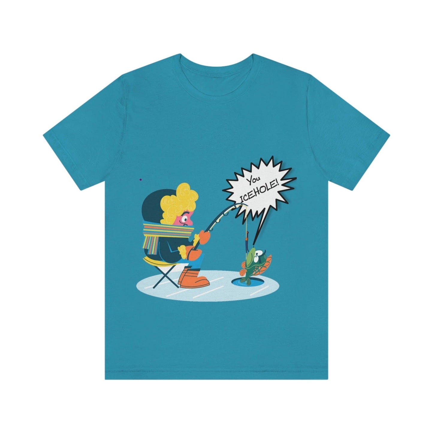 Ironic Funny Ice Fishing T Shirt, Fun Silly Goofy Shirt, Soft Bella Canvas