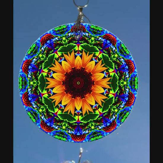 Sunflower Suncatcher, Window Sun Catcher, Crystal Glass Suncatcher, Sunflower Art Decor, Mandala Suncatcher, Unique Gifts Mom, Patio Décor A