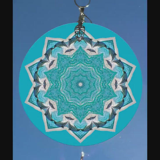 Dolphin Mandala Suncatcher, Dolphin Gifts, Under The Sea Art, Sacred Geometry Mandala, Window Décor, Sunlight Catcher, Crystal Art, Zen Art
