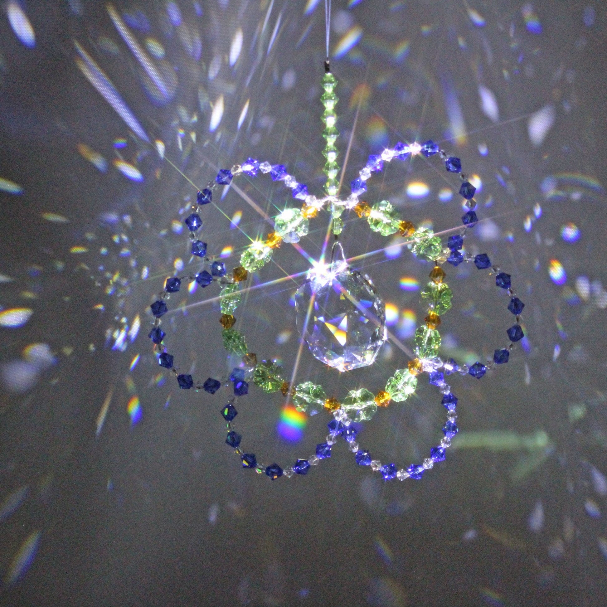 Swarovski Crystals Prism Mobile Window Suncatcher Rainbow Ornaments Sun Catcher Blue Flower