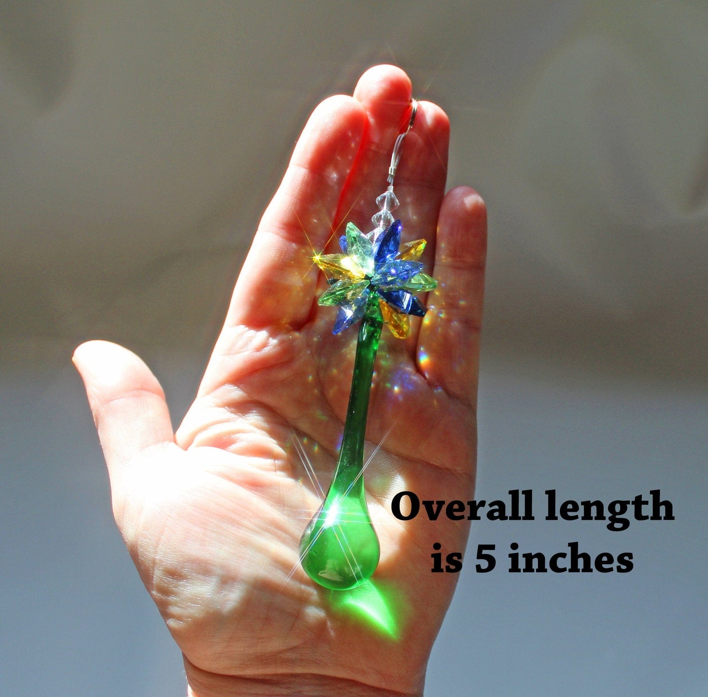 Sunlight Catcher, Crystal Window Suncatcher, Mindfulness Gift, Crystal Hanging Rainbow Maker With Swarovski Crystals Colorful Teardrops size