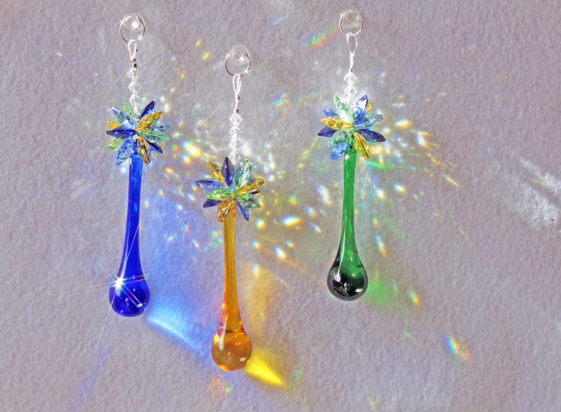 Crystal Sun Catcher, Feng Shui, Light Catcher For 15th Anniversary Gift, Rainbow Maker, Window Hanging Prism Suncatcher, Colorful Teardrop 2