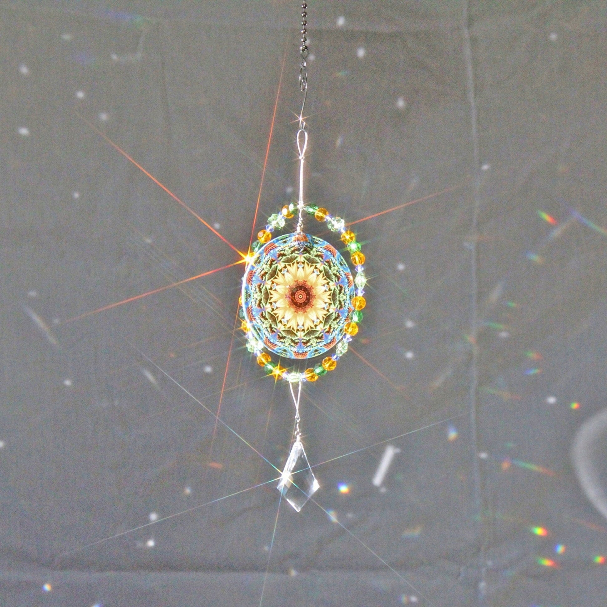 Swarovski Crystals Suncatcher, Sunflower Suncatcher, Window Décor, Sunlight Catcher, Rainbow Prisms Crystals Suncatcher, Unique Gifts Women