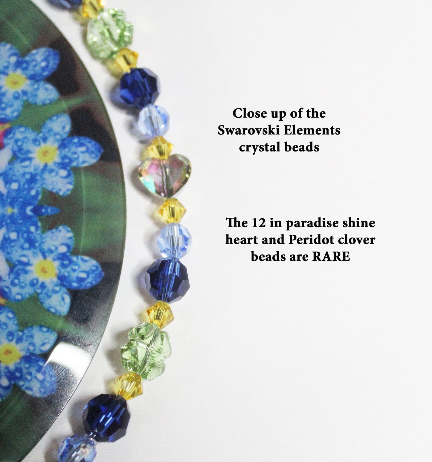 Sunlight Catcher, Crystal Window Sun Catcher With Swarovski Crystals & Prism, Forget Me Not Mindfulness Gift, Dewdrops Of Devotion close up of beads
