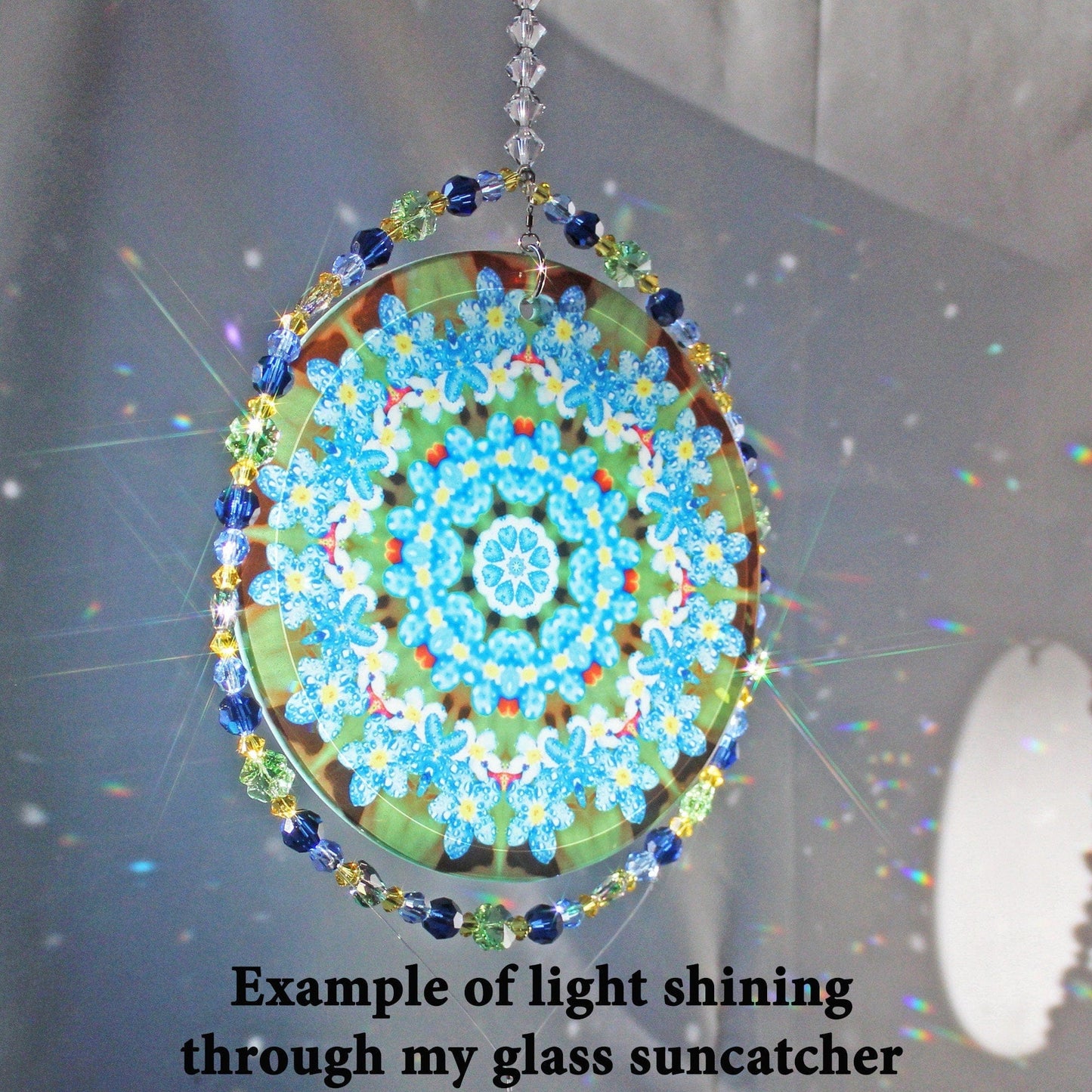 Sunlight Catcher, Crystal Window Sun Catcher With Swarovski Crystals & Prism, Forget Me Not Mindfulness Gift, Dewdrops Of Devotion