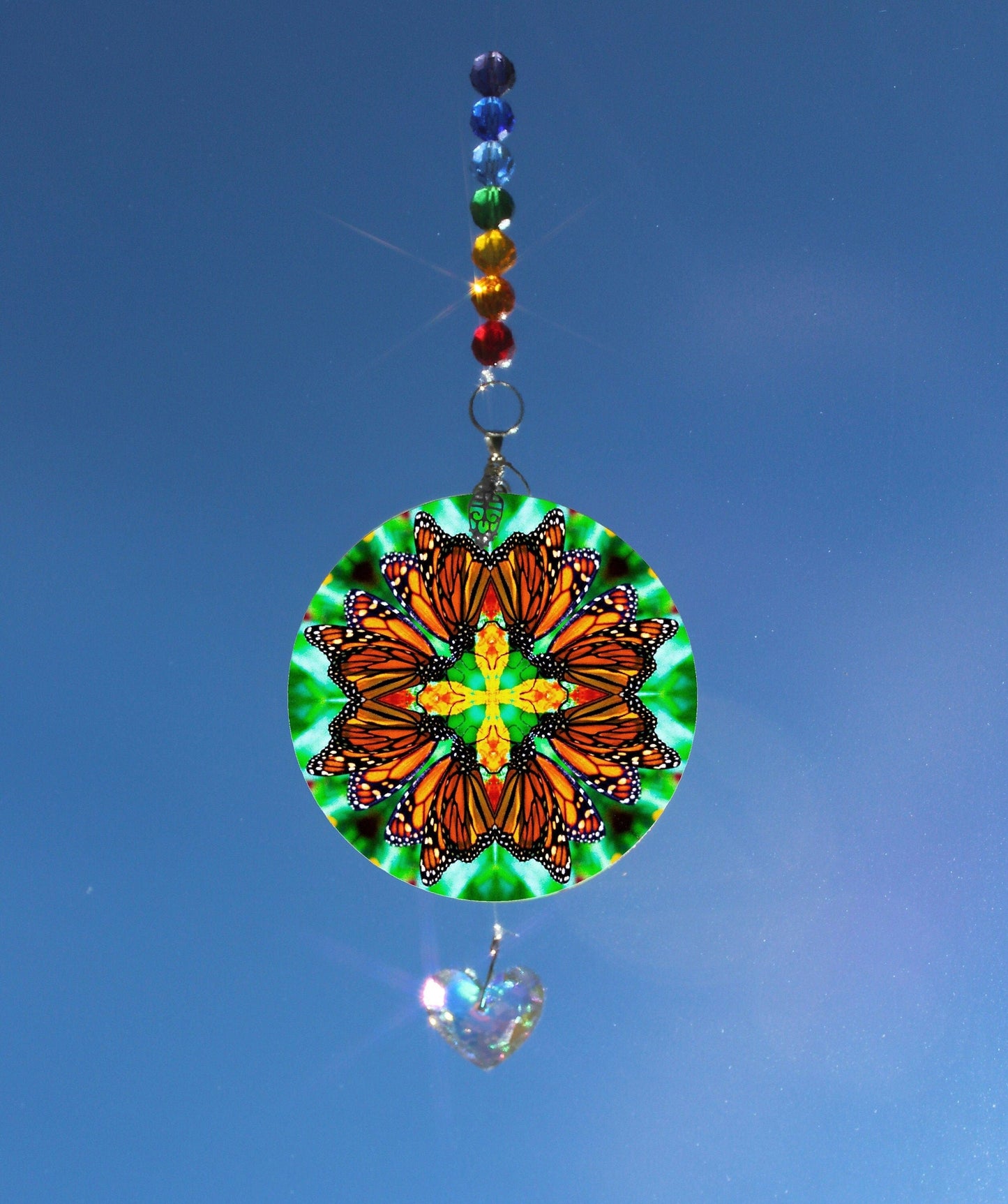 Monarch Butterfly Suncatcher, Crystal Sun Catcher Mobile, Light Catcher, Window Hanging Prism, Rainbow Maker, Butterfly Ornament K