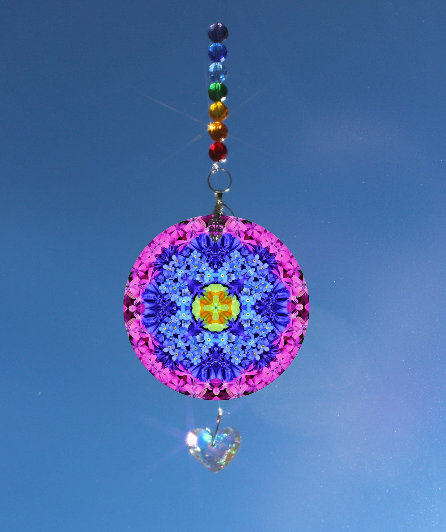 Forget Me Not Suncatcher, Memorial Suncatcher, Unique Memorial Gift, Window Sun Catcher, Crystal Glass Suncatcher, Mandala Flower Suncatcher