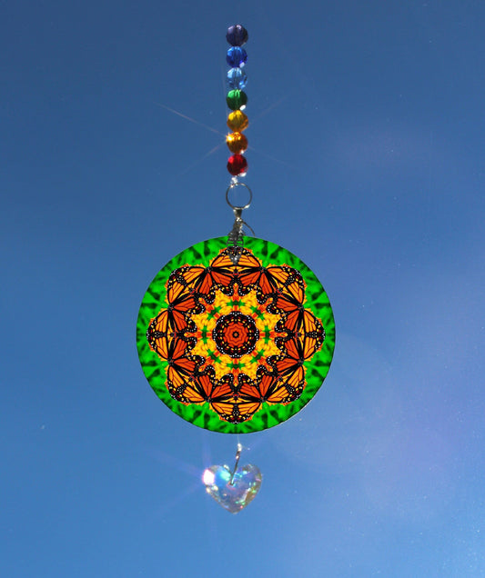 Monarch Butterfly Suncatcher, Crystal Sun Catcher Mobile, Light Catcher, Window Hanging Prism, Rainbow Maker, Butterfly Ornament J