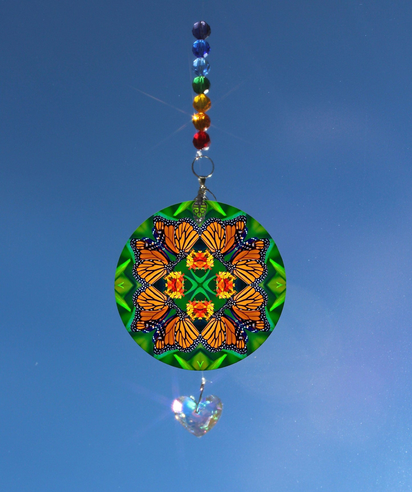 Monarch Butterfly Suncatcher, Crystal Sun Catcher Mobile, Light Catcher, Window Hanging Prism, Rainbow Maker, Butterfly Ornament I