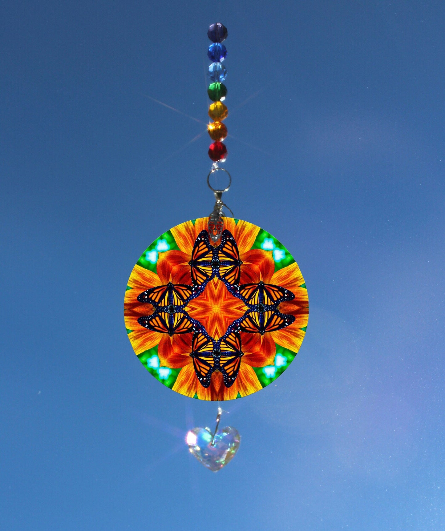 Monarch Butterfly Suncatcher, Crystal Sun Catcher Mobile, Light Catcher, Window Hanging Prism, Rainbow Maker, Butterfly Ornament B