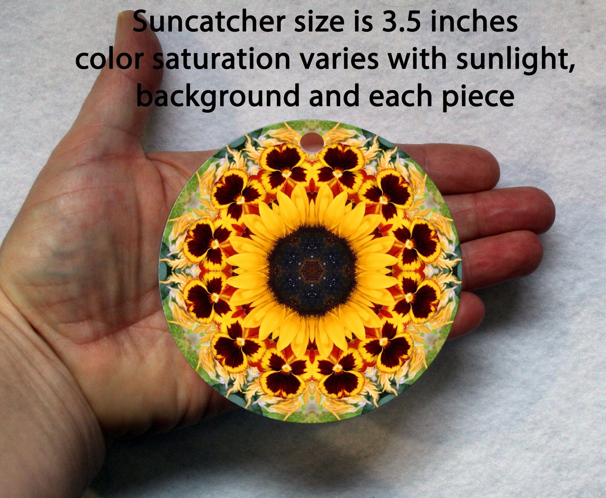Sunflower Suncatcher, Sacred Geometry Mandala, Window Décor Sunlight Catcher, Crystal Art Gifts, Hippie Decorations, Unique Gifts Women, Zen