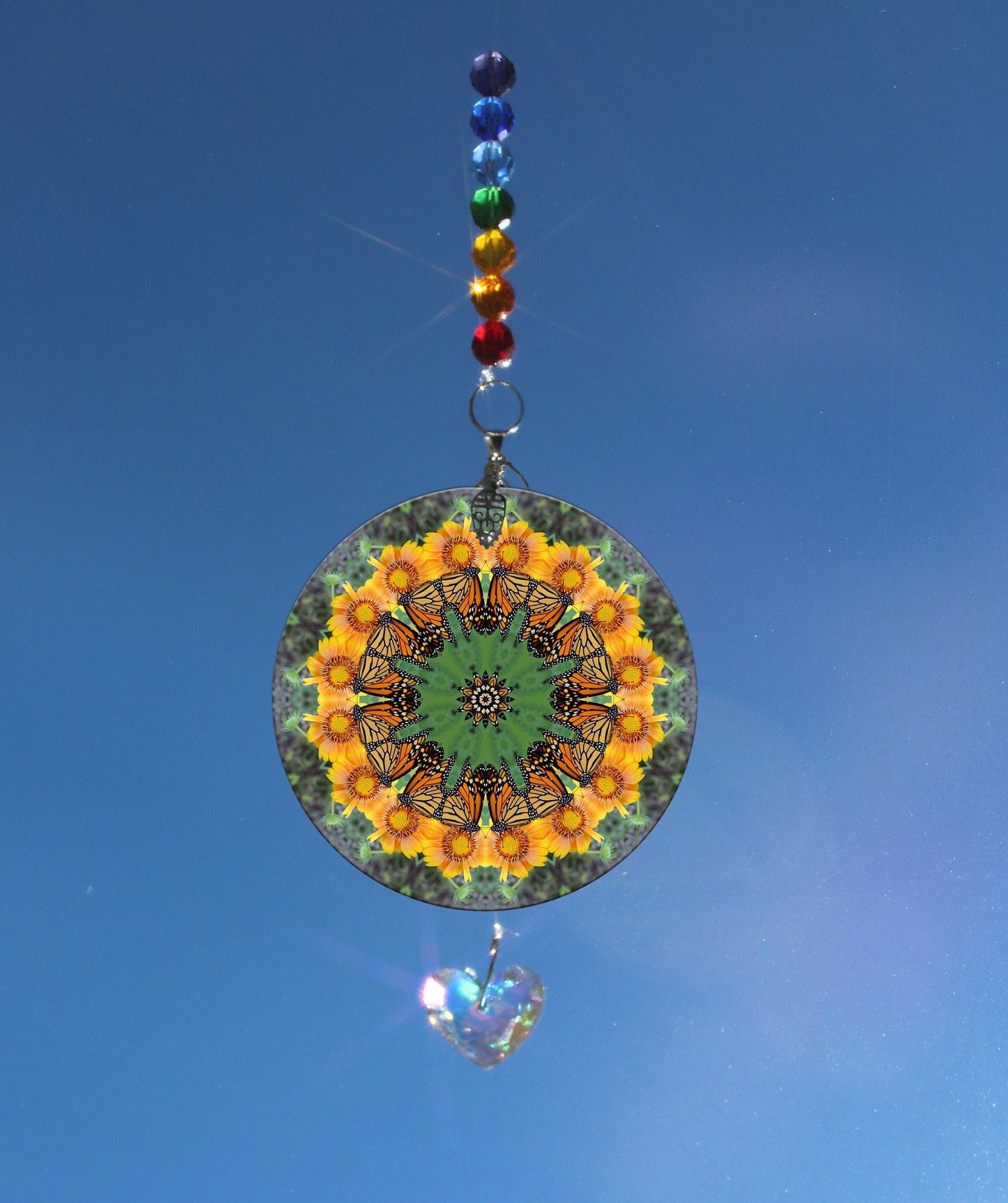Monarch Butterfly Suncatcher, Crystal Sun Catcher Mobile, Light Catcher, Window Hanging Prism Rainbow Maker, Butterfly Ornament M